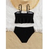image:imageMakeMeChic Toddler Girls Two Piece Swimsuit Seashell Ruffle Textured Beach Bikini SetBlack