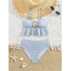 image:imageMakeMeChic Toddler Girls Two Piece Swimsuit Seashell Ruffle Textured Beach Bikini SetBlue