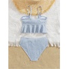 image:imageMakeMeChic Toddler Girls Two Piece Swimsuit Seashell Ruffle Textured Beach Bikini SetBlue