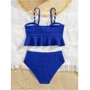 image:imageMakeMeChic Toddler Girls Two Piece Swimsuit Seashell Ruffle Textured Beach Bikini SetBlue Seashell