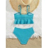 image:imageMakeMeChic Toddler Girls Two Piece Swimsuit Seashell Ruffle Textured Beach Bikini SetBright Blue