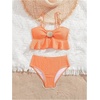 image:imageMakeMeChic Toddler Girls Two Piece Swimsuit Seashell Ruffle Textured Beach Bikini SetOrange