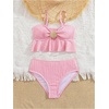 image:imageMakeMeChic Toddler Girls Two Piece Swimsuit Seashell Ruffle Textured Beach Bikini SetPink Seashell