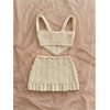 image:imageMakeMeChic Womens 2 Piece Sets Crochet Crop Tank Tops Mini Skirt Set Summer Beach Vacation OutiftsApricot