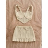 image:imageMakeMeChic Womens 2 Piece Sets Crochet Crop Tank Tops Mini Skirt Set Summer Beach Vacation OutiftsApricot