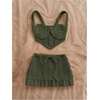 image:imageMakeMeChic Womens 2 Piece Sets Crochet Crop Tank Tops Mini Skirt Set Summer Beach Vacation OutiftsOlive Green