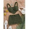 image:imageMakeMeChic Womens 2 Piece Sets Crochet Crop Tank Tops Mini Skirt Set Summer Beach Vacation OutiftsOlive Green