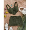 image:imageMakeMeChic Womens 2 Piece Sets Crochet Crop Tank Tops Mini Skirt Set Summer Beach Vacation OutiftsOlive Green