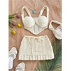image:imageMakeMeChic Womens 2 Piece Sets Crochet Crop Tank Tops Mini Skirt Set Summer Beach Vacation OutiftsWhite