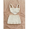 image:imageMakeMeChic Womens 2 Piece Sets Crochet Crop Tank Tops Mini Skirt Set Summer Beach Vacation OutiftsWhite