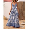 image:imageMakeMeChic Womens Boho Maxi Dress Summer Luau Outfits Beach Wedding Guest Backless Sundress Flowy Resort WearBlue and White