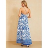 image:imageMakeMeChic Womens Boho Maxi Dress Summer Luau Outfits Beach Wedding Guest Backless Sundress Flowy Resort WearBlue and White