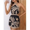 image:imageMakeMeChic Womens Boho Mini Dress Summer Beach Vacation Halter Dresses Floral SundressBlack Floral