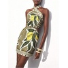 image:imageMakeMeChic Womens Boho Mini Dress Summer Beach Vacation Halter Dresses Floral SundressMocha Green