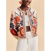 image:imageMakeMeChic Womens Boho Tops Floral Jacket Long Sleeve Open Front Vacation Coat OuterwearApricot