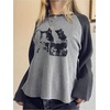 image:imageMakeMeChic Womens Butterfly Print T Shirt Color BlockCrew Neck Long Sleeve Y2k TopsBlack
