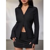 image:imageMakeMeChic Womens Button Down Bell Sleeve Tops Collared Blouse Office Work Shirts Business Casual OutfitsBlack