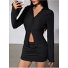 image:imageMakeMeChic Womens Button Down Bell Sleeve Tops Collared Blouse Office Work Shirts Business Casual OutfitsBlack