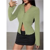 image:imageMakeMeChic Womens Button Down Bell Sleeve Tops Collared Blouse Office Work Shirts Business Casual OutfitsGreen