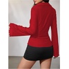 image:imageMakeMeChic Womens Button Down Bell Sleeve Tops Collared Blouse Office Work Shirts Business Casual OutfitsRed