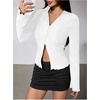 image:imageMakeMeChic Womens Button Down Bell Sleeve Tops Collared Blouse Office Work Shirts Business Casual OutfitsWhite