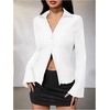 image:imageMakeMeChic Womens Button Down Bell Sleeve Tops Collared Blouse Office Work Shirts Business Casual OutfitsWhite