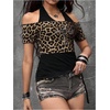 image:imageMakeMeChic Womens Cheetah Print Tee Shirt Rhinestone Short Sleeve Going Out Y2K Summer TopsMulticolor