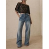 image:imageMakeMeChic Womens Club Party Glitter Sequin Sheer T Shirt Mesh Off The Shoulder Short Sleeve Crop TopsBlack