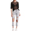 image:imageMakeMeChic Womens Concert Outfits Sequin Tops Summer Mesh Sheer Short Sleeve See Through Black T Shirts BlouseA Black