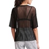 image:imageMakeMeChic Womens Concert Outfits Sequin Tops Summer Mesh Sheer Short Sleeve See Through Black T Shirts BlouseA Black