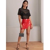 image:imageMakeMeChic Womens Concert Outfits Sequin Tops Summer Mesh Sheer Short Sleeve See Through Black T Shirts BlouseB Black