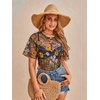image:imageMakeMeChic Womens Concert Outfits Sequin Tops Summer Mesh Sheer Short Sleeve See Through Black T Shirts BlouseBlack All Over Print
