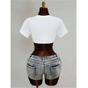 image:imageMakeMeChic Womens Cropped T Shirts Knot Graphic Tees V Neck Short Sleeve Y2K Summer StreetwearMulticolor