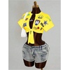 image:imageMakeMeChic Womens Cropped T Shirts Knot Graphic Tees V Neck Short Sleeve Y2K Summer StreetwearYellow