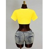 image:imageMakeMeChic Womens Cropped T Shirts Knot Graphic Tees V Neck Short Sleeve Y2K Summer StreetwearYellow
