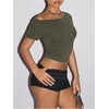 image:imageMakeMeChic Womens Cut Out Backless Tee Shirt Short Sleeve Sexy Going Out Crop TopsArmy Green