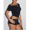 image:imageMakeMeChic Womens Cut Out Backless Tee Shirt Short Sleeve Sexy Going Out Crop TopsBlack