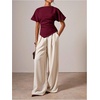 image:imageMakeMeChic Womens Dolman Sleeve T Shirts Cinched Waist Crew Neck Dressy Business Tee TopsBurgundy