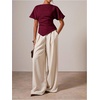 image:imageMakeMeChic Womens Dolman Sleeve T Shirts Cinched Waist Crew Neck Dressy Business Tee TopsBurgundy