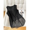 image:imageMakeMeChic Womens Elegant V Neck Vest Tops Sleeveless Mesh Sheer Office Blazer OuterwearBlack
