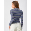image:imageMakeMeChic Womens Fall Striped Vintage Tee Shirt Long Sleeve Mock Neck Fitted TopsPurple
