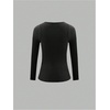 image:imageMakeMeChic Womens Floral Lace Tops Long Sleeve Sheer Mesh Date Night T ShirtBlack