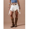 image:imageMakeMeChic Womens Lace Ruffle White Mini Skirt Low Waisted Layered Flowy Y2k Cowgirl SkirtsApricot