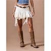image:imageMakeMeChic Womens Lace Ruffle White Mini Skirt Low Waisted Layered Flowy Y2k Cowgirl SkirtsApricot