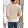 image:imageMakeMeChic Womens Lace Trim Bow Knot Tee Shirt Long Sleeve Square Neck Y2K Fall TopsApricot
