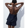 image:imageMakeMeChic Womens Linen Two Piece Set Summer Tie Front Halter Tops Linen Shorts Sets Beach Vacation OutfitsBlue