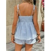 image:imageMakeMeChic Womens Maternity Summer Cute 2 Piece Striped Outfits Shirred Babydoll Shirt and Shorts Pregnancy SetsBlue