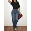 image:imageMakeMeChic Womens Off The Shoulder Cinched Waist Crop Top Asymmetrical Y2k Dolman Sleeve Summer TopsBlack
