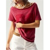 image:imageMakeMeChic Womens Off The Shoulder Tops Y2k Number Print Short Sleeve Casual Going Out T ShirtRed