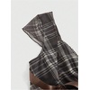 image:imageMakeMeChic Womens Plaid Sweetheart Tops Mesh Bow Cap Sleeve Y2k T Shirts with ScarfBrown
